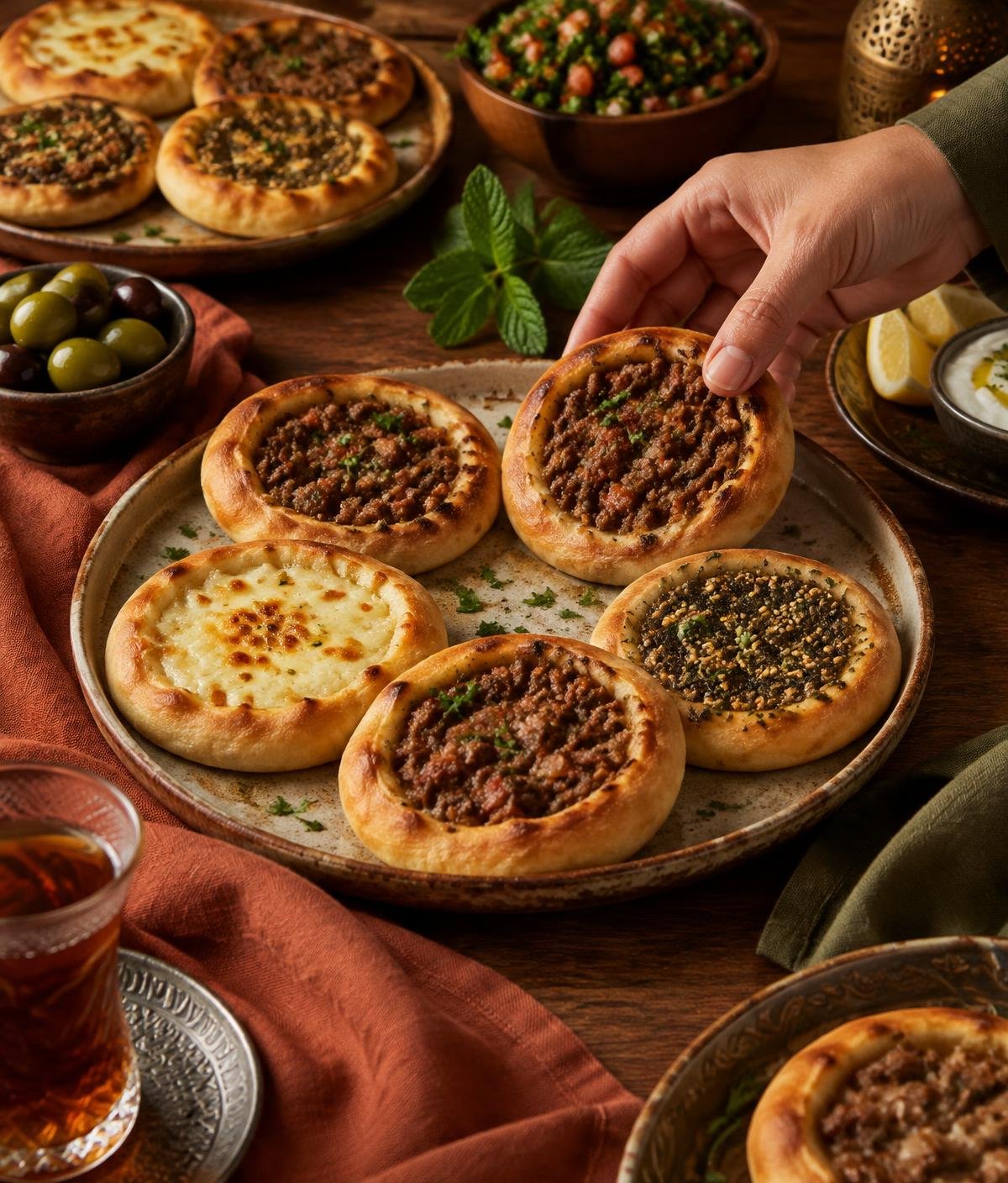 Esfihas abertas em sabores tradicionais e especiais